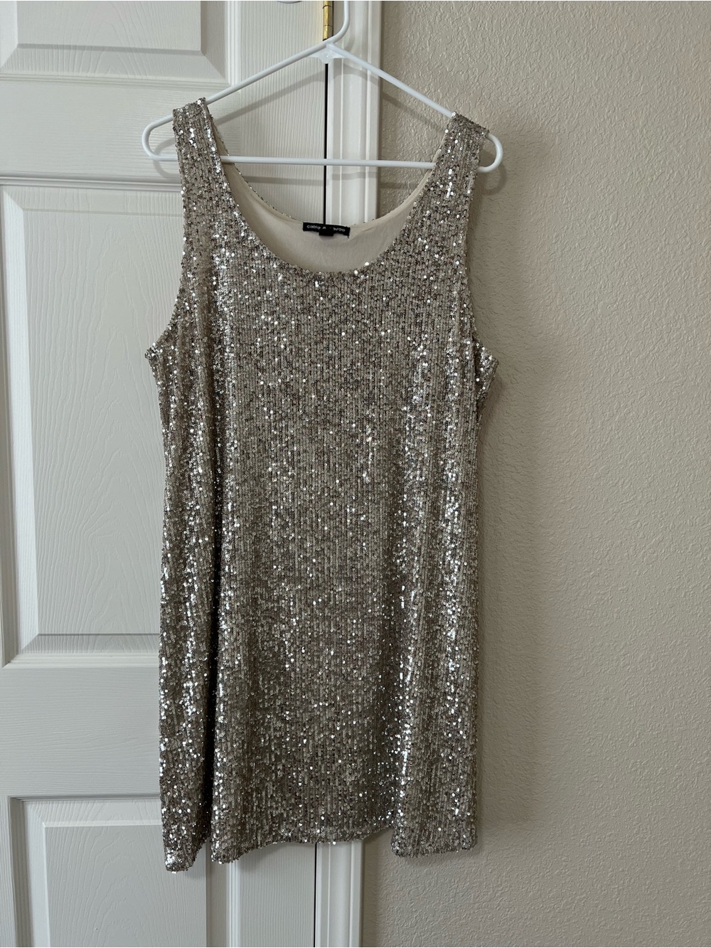 Cable & Gauge Silver Sequin Sleeveless Shift Party Cocktail Dress XL
